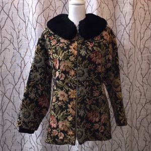 Vintage heavy lined winter jacket fur neckline